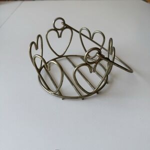 Metal Heart Valentine's Day Basket Candle Holder With Handle Silver Hearts